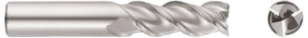Niagara Cutter - 1", 1-1/4" LOC, 1" Shank Diam, 4" OAL, 3 Flute, Solid Carbide Square End Mill - Single End, TiCN Finish, Spiral Flute, 45° Helix, Centercutting, Right Hand Cut, Right Hand Flute, Series A345 - USA Tool & Supply