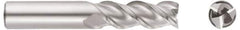 Niagara Cutter - 1", 2" LOC, 1" Shank Diam, 4" OAL, 3 Flute, Solid Carbide Square End Mill - Single End, TiCN Finish, Spiral Flute, 45° Helix, Centercutting, Right Hand Cut, Right Hand Flute, Series A345 - USA Tool & Supply