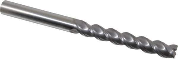 Niagara Cutter - 1/2", 3-1/8" LOC, 1/2" Shank Diam, 6" OAL, 3 Flute, Solid Carbide Square End Mill - Single End, TiCN Finish, Spiral Flute, 45° Helix, Centercutting, Right Hand Cut, Right Hand Flute, Series A345 - USA Tool & Supply
