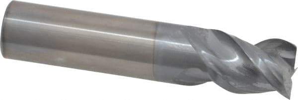 Niagara Cutter - 5/8", 3/4" LOC, 5/8" Shank Diam, 3" OAL, 3 Flute, Solid Carbide Square End Mill - Single End, TiCN Finish, Spiral Flute, 45° Helix, Centercutting, Right Hand Cut, Right Hand Flute, Series A345 - USA Tool & Supply