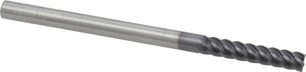 Niagara Cutter - 1/4", 1-1/4" LOC, 1/4" Shank Diam, 4" OAL, 5 Flute, Solid Carbide Square End Mill - Single End, TiAlN Finish, Spiral Flute, 45° Helix, Centercutting, Right Hand Cut, Right Hand Flute, Series S545 - USA Tool & Supply