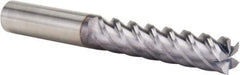 Niagara Cutter - 3/4", 3-1/4" LOC, 3/4" Shank Diam, 6" OAL, 5 Flute, Solid Carbide Square End Mill - Single End, TiAlN Finish, Spiral Flute, 45° Helix, Centercutting, Right Hand Cut, Right Hand Flute, Series S545 - USA Tool & Supply