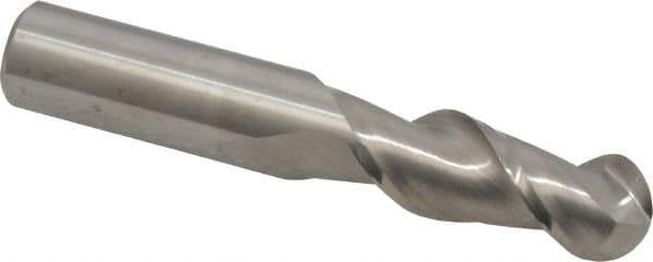 Niagara Cutter - 1/2" Diam, 1-1/4" LOC, 2 Flute Solid Carbide Ball End Mill - Uncoated, Single End, 3" OAL, 1/2" Shank Diam, Spiral Flute - USA Tool & Supply