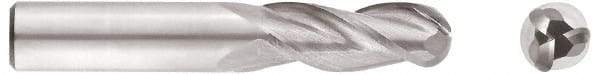 Niagara Cutter - 7/16" Diam, 9/16" LOC, 3 Flute Solid Carbide Ball End Mill - TiAlN Finish, Single End, 2-1/2" OAL, 7/16" Shank Diam, Spiral Flute - USA Tool & Supply