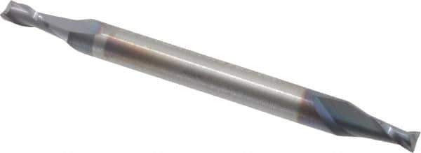 Niagara Cutter - 5/64", 1/8" LOC, 1/8" Shank Diam, 1-1/2" OAL, 2 Flute, Solid Carbide Square End Mill - Double End, TiAlN Finish, Spiral Flute, 30° Helix, Centercutting, Right Hand Cut, Right Hand Flute, Series CSD230 - USA Tool & Supply
