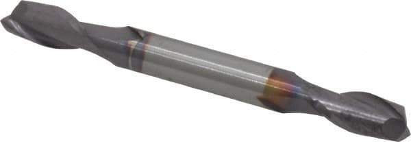 Niagara Cutter - 1/4", 1/2" LOC, 1/4" Shank Diam, 2-1/2" OAL, 2 Flute, Solid Carbide Square End Mill - Double End, TiAlN Finish, Spiral Flute, 30° Helix, Centercutting, Right Hand Cut, Right Hand Flute, Series CSD230 - USA Tool & Supply