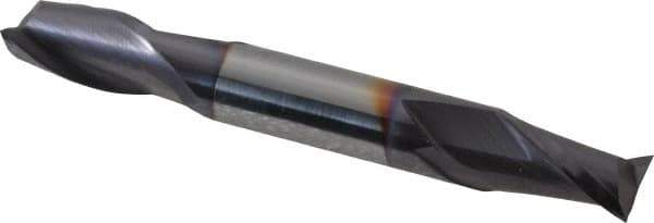 Niagara Cutter - 5/16", 1/2" LOC, 5/16" Shank Diam, 2-1/2" OAL, 2 Flute, Solid Carbide Square End Mill - Double End, TiAlN Finish, Spiral Flute, 30° Helix, Centercutting, Right Hand Cut, Right Hand Flute, Series CSD230 - USA Tool & Supply