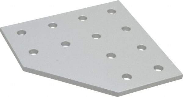 80/20 Inc. - 4" Wide, 4" High, Open Shelving 12 Hole 90° Angled Joining Plate - Aluminum, Use with Series 10 & Bolt Kit 3321 - USA Tool & Supply