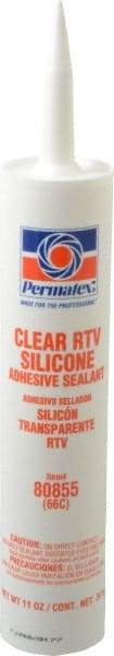 Permatex - 11 oz Cartridge Clear RTV Silicone Joint Sealant - -75 to 400°F Operating Temp, 24 hr Full Cure Time - USA Tool & Supply