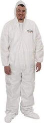 KleenGuard - Size L Film Laminate Chemical Resistant Coveralls - White, Zipper Closure, Open Cuffs, Open Ankles - USA Tool & Supply