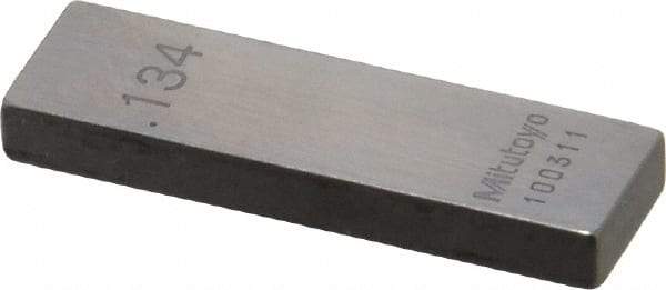 Mitutoyo - 0.134" Rectangular Steel Gage Block - Accuracy Grade 0, Includes Certificate of Inspection - USA Tool & Supply