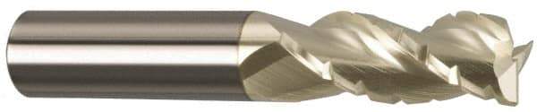 Accupro - 5/8" Diam, 1-5/8" LOC, 3 Flute Solid Carbide Roughing & Finishing Square End Mill - ZrN Finish, 6" OAL, 5/8" Shank Diam, Straight Shank, 37° Helix, Centercutting - USA Tool & Supply