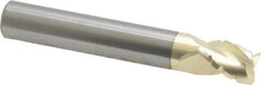 Accupro - 3/8" Diam, 1/2" LOC, 3 Flute Solid Carbide Roughing & Finishing Square End Mill - ZrN Finish, 2-1/2" OAL, 3/8" Shank Diam, Straight Shank, 37° Helix, Centercutting, Stub Length - USA Tool & Supply