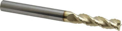 Accupro - 3/8" Diam, 1-1/2" LOC, 3 Flute Solid Carbide Roughing & Finishing Square End Mill - ZrN Finish, 4" OAL, 3/8" Shank Diam, Straight Shank, 37° Helix, Centercutting - USA Tool & Supply