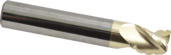 Accupro - 1/2" Diam, 5/8" LOC, 3 Flute Solid Carbide Roughing & Finishing Square End Mill - ZrN Finish, 3" OAL, 1/2" Shank Diam, Straight Shank, 37° Helix, Centercutting - USA Tool & Supply