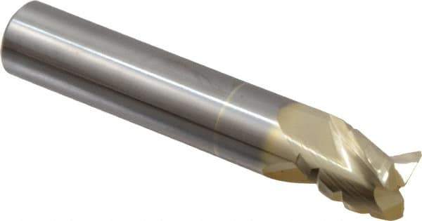Accupro - 5/8" Diam, 3/4" LOC, 3 Flute Solid Carbide Roughing & Finishing Square End Mill - ZrN Finish, 3-1/2" OAL, 5/8" Shank Diam, Straight Shank, 37° Helix, Centercutting, Stub Length - USA Tool & Supply