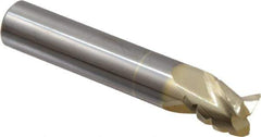 Accupro - 5/8" Diam, 3/4" LOC, 3 Flute Solid Carbide Roughing & Finishing Square End Mill - ZrN Finish, 3-1/2" OAL, 5/8" Shank Diam, Straight Shank, 37° Helix, Centercutting, Stub Length - USA Tool & Supply