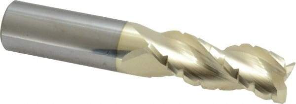 Accupro - 5/8" Diam, 1-5/8" LOC, 3 Flute Solid Carbide Roughing & Finishing Square End Mill - ZrN Finish, 3-1/2" OAL, 5/8" Shank Diam, Straight Shank, 37° Helix, Centercutting - USA Tool & Supply