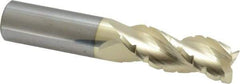 Accupro - 5/8" Diam, 1-5/8" LOC, 3 Flute Solid Carbide Roughing & Finishing Square End Mill - ZrN Finish, 3-1/2" OAL, 5/8" Shank Diam, Straight Shank, 37° Helix, Centercutting - USA Tool & Supply