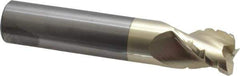 Accupro - 3/4" Diam, 1" LOC, 3 Flute Solid Carbide Roughing & Finishing Square End Mill - ZrN Finish, 4" OAL, 3/4" Shank Diam, Straight Shank, 37° Helix, Centercutting, Stub Length - USA Tool & Supply
