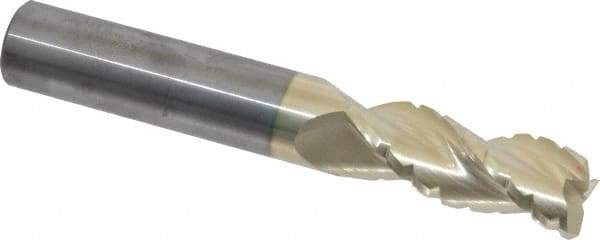 Accupro - 3/4" Diam, 2" LOC, 3 Flute Solid Carbide Roughing & Finishing Square End Mill - ZrN Finish, 5" OAL, 3/4" Shank Diam, Straight Shank, 37° Helix, Centercutting - USA Tool & Supply
