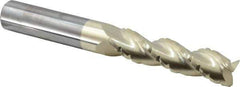 Accupro - 3/4" Diam, 3" LOC, 3 Flute Solid Carbide Roughing & Finishing Square End Mill - ZrN Finish, 6" OAL, 3/4" Shank Diam, Straight Shank, 37° Helix, Centercutting, Extra Long Length - USA Tool & Supply