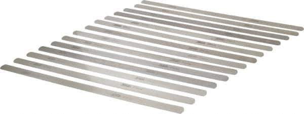 SPI - 14 Piece, 0.03 to 0.05mm Parallel Feeler Gage Set - 12" Long x 1/2" Wide, Tempered Steel - USA Tool & Supply