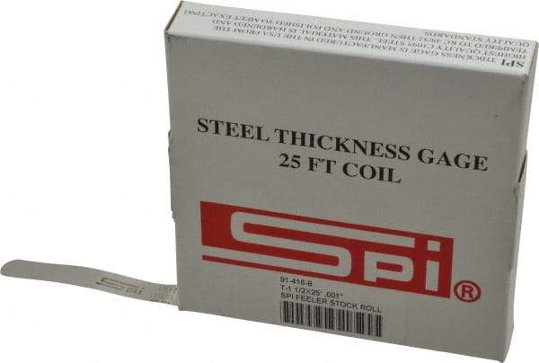 SPI - 0.001 Inch Thick x 25 Ft. Long x 1/2 Inch Wide, Feeler Stock Roll - High Carbon Steel - USA Tool & Supply