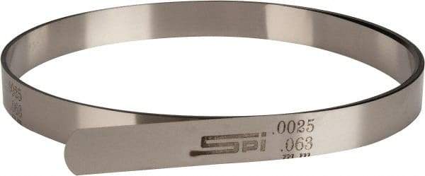 SPI - 0.0025 Inch Thick x 25 Ft. Long x 1/2 Inch Wide, Feeler Stock Roll - High Carbon Steel - USA Tool & Supply