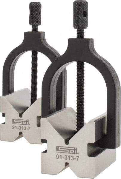 SPI - 1/2 to 1-3/32" Capacity, 90° Angle, Hardened Steel V-Block - 2" Long x 1-1/2" Wide x 1-1/2" High, Sold as 2 Block Set - USA Tool & Supply