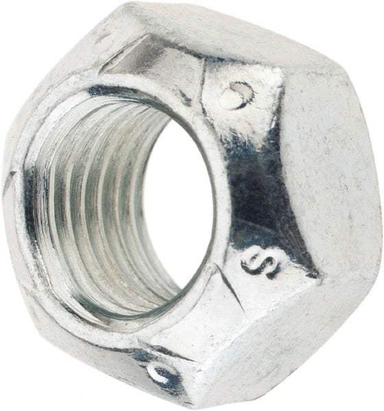 Value Collection - 7/16-20 UNF Grade C Hex Lock Nut with Distorted Thread - 11/16" Width Across Flats, Cadmium Clear-Plated Finish - USA Tool & Supply