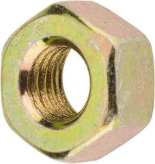 Value Collection - 1/4-28 UNF Steel Right Hand Hex Nut - 7/16" Across Flats, 7/32" High, Zinc Yellow Dichromate Finish - USA Tool & Supply