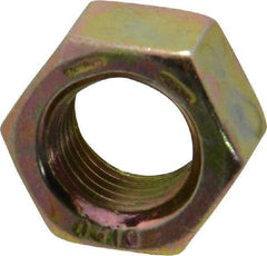 Value Collection - 3/8-24 UNF Steel Right Hand Hex Nut - 9/16" Across Flats, 21/64" High, Zinc Yellow Dichromate Finish - USA Tool & Supply