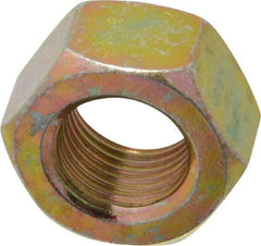 Value Collection - 9/16-18 UNF Steel Right Hand Hex Nut - 7/8" Across Flats, 31/64" High, Zinc Yellow Dichromate Finish - USA Tool & Supply