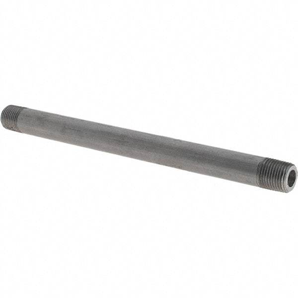 Made in USA - Schedule 80, 1/8" Diam x 5" Long Black Pipe Nipple - Threaded - USA Tool & Supply