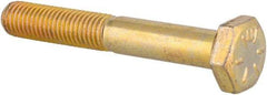 Made in USA - 1/4-28 UNF, 1-3/4" Length Under Head Hex Head Cap Screw - Partially Threaded, Grade 8 Alloy Steel, Zinc Yellow Dichromate Finish, 1/2" Hex - USA Tool & Supply