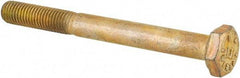 Made in USA - 1/4-28 UNF, 2-1/2" Length Under Head Hex Head Cap Screw - Partially Threaded, Grade 8 Alloy Steel, Zinc Yellow Dichromate Finish, 1/2" Hex - USA Tool & Supply