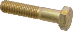 Made in USA - 5/16-24 UNF, 1-1/2" Length Under Head Hex Head Cap Screw - Partially Threaded, Grade 8 Alloy Steel, Zinc Yellow Dichromate Finish, 1/2" Hex - USA Tool & Supply