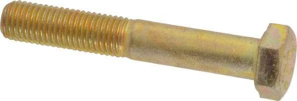 Made in USA - 5/16-24 UNF, 2" Length Under Head Hex Head Cap Screw - Partially Threaded, Grade 8 Alloy Steel, Zinc Yellow Dichromate Finish, 1/2" Hex - USA Tool & Supply