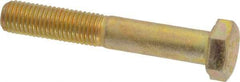 Made in USA - 5/16-24 UNF, 2" Length Under Head Hex Head Cap Screw - Partially Threaded, Grade 8 Alloy Steel, Zinc Yellow Dichromate Finish, 1/2" Hex - USA Tool & Supply