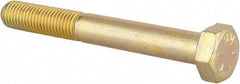 Made in USA - 5/16-24 UNF, 2-1/2" Length Under Head Hex Head Cap Screw - Partially Threaded, Grade 8 Alloy Steel, Zinc Yellow Dichromate Finish, 1/2" Hex - USA Tool & Supply