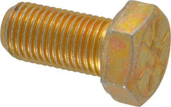 Made in USA - 3/8-24 UNF, 3/4" Length Under Head Hex Head Cap Screw - Fully Threaded, Grade 8 Alloy Steel, Zinc Yellow Dichromate Finish, 9/16" Hex - USA Tool & Supply