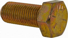 Made in USA - 3/8-24 UNF, 7/8" Length Under Head Hex Head Cap Screw - Fully Threaded, Grade 8 Alloy Steel, Zinc Yellow Dichromate Finish, 9/16" Hex - USA Tool & Supply
