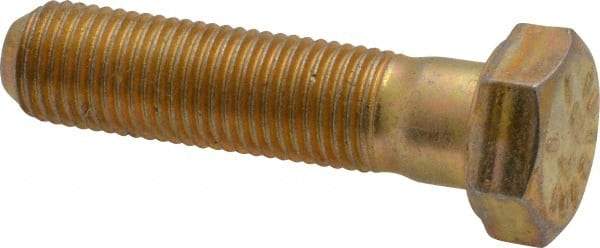 Made in USA - 3/8-24 UNF, 1-1/2" Length Under Head Hex Head Cap Screw - Partially Threaded, Grade 8 Alloy Steel, Zinc Yellow Dichromate Finish, 9/16" Hex - USA Tool & Supply
