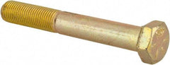 Made in USA - 3/8-24 UNF, 2-3/4" Length Under Head Hex Head Cap Screw - Partially Threaded, Grade 8 Alloy Steel, Zinc Yellow Dichromate Finish, 9/16" Hex - USA Tool & Supply