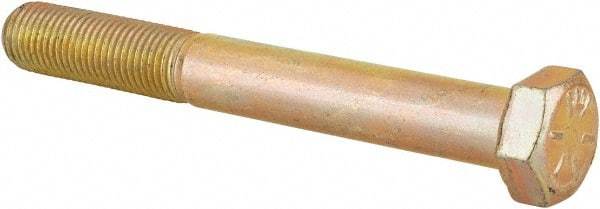 Made in USA - 3/8-24 UNF, 3" Length Under Head Hex Head Cap Screw - Partially Threaded, Grade 8 Alloy Steel, Zinc Yellow Dichromate Finish, 9/16" Hex - USA Tool & Supply