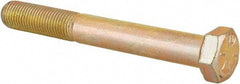 Made in USA - 3/8-24 UNF, 3" Length Under Head Hex Head Cap Screw - Partially Threaded, Grade 8 Alloy Steel, Zinc Yellow Dichromate Finish, 9/16" Hex - USA Tool & Supply