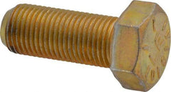 Made in USA - 1/2-20 UNF, 1-1/4" Length Under Head Hex Head Cap Screw - Fully Threaded, Grade 8 Alloy Steel, Zinc Yellow Dichromate Finish, 3/4" Hex - USA Tool & Supply