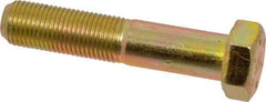 Made in USA - 1/2-20 UNF, 2-1/2" Length Under Head Hex Head Cap Screw - Partially Threaded, Grade 8 Alloy Steel, Zinc Yellow Dichromate Finish, 3/4" Hex - USA Tool & Supply