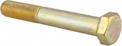 Made in USA - 1/2-20 UNF, 3-1/2" Length Under Head Hex Head Cap Screw - Partially Threaded, Grade 8 Alloy Steel, Zinc Yellow Dichromate Finish, 3/4" Hex - USA Tool & Supply